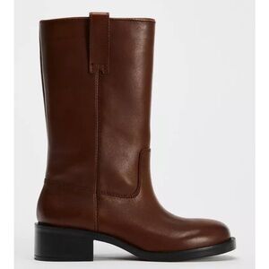Zara wide shaft mid shaft boots. Size 39. Barely born. Beautiful cognac color.